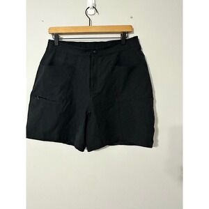 LLBean Odola Black Athletic Shorts Size M Elastic Waist Zip Pocket